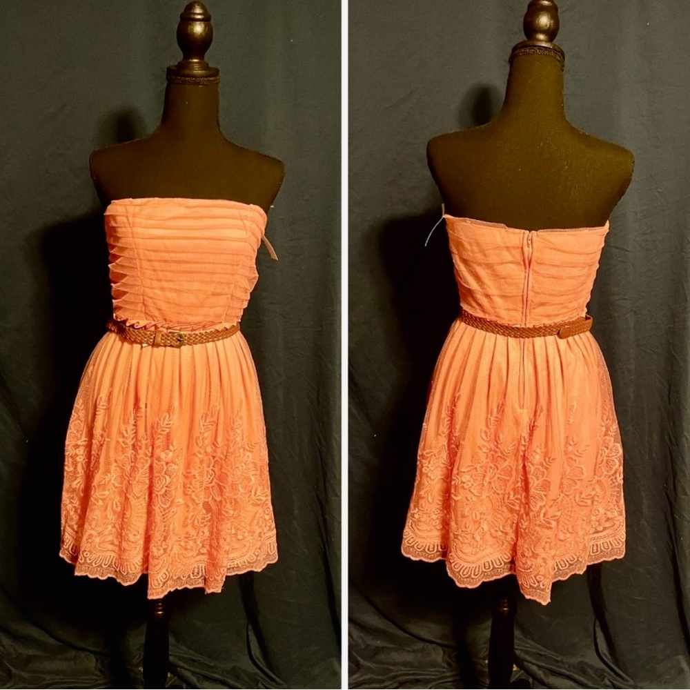 NWT City Triangles Pink strapless mini dress with belt size 13/7